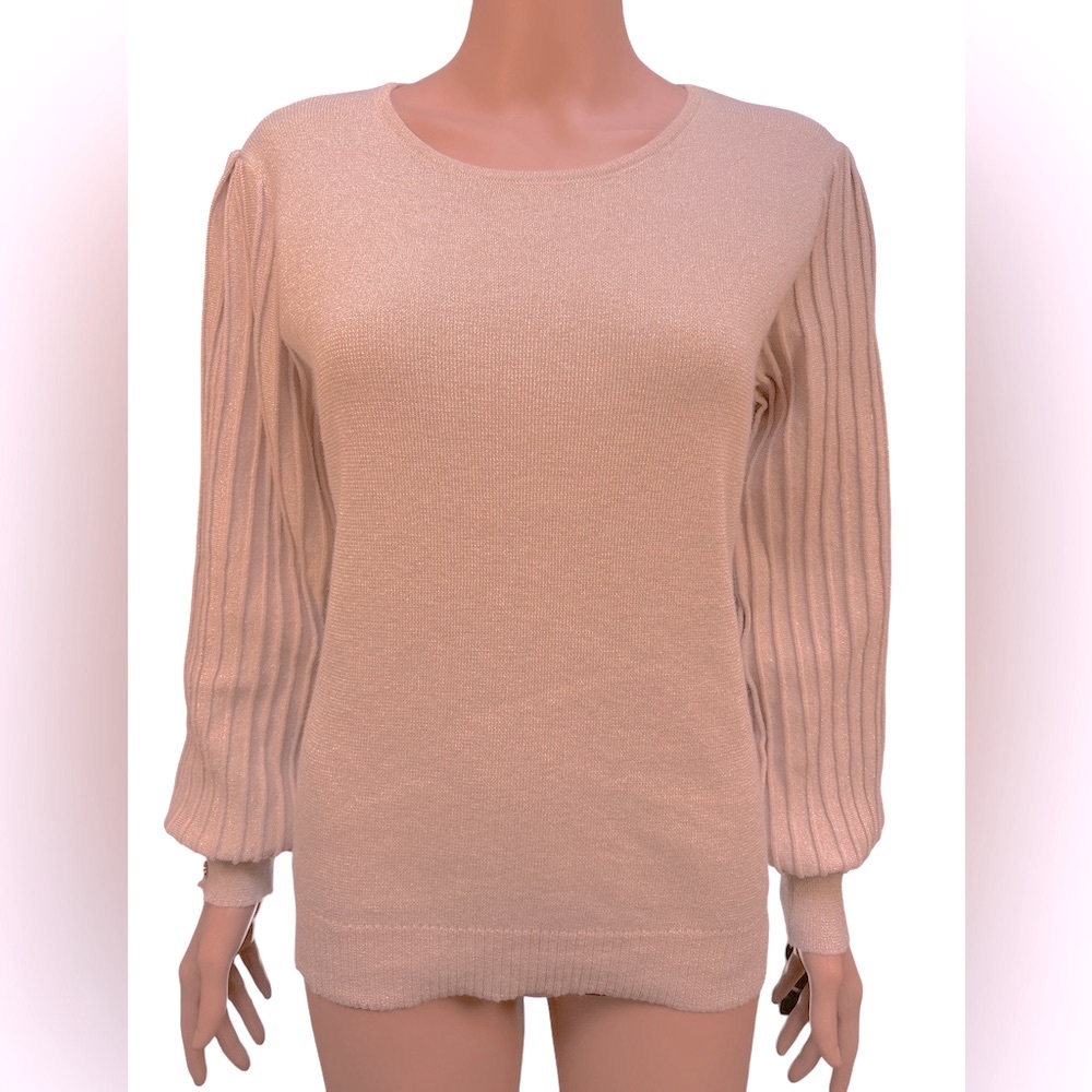 Nanette Lepore Gold Metallic Knit Sweater Large